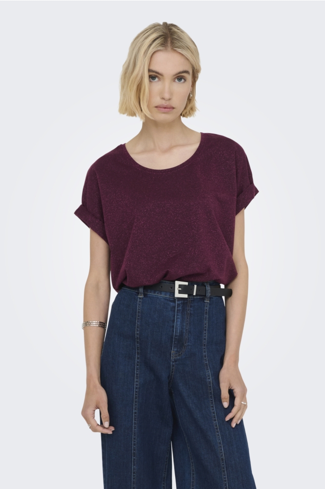 ONLMOSTER GLITTER S/S TOP NOOS JRS 15356991 CHOCOLATE TRUFFL/CHOCOLATE